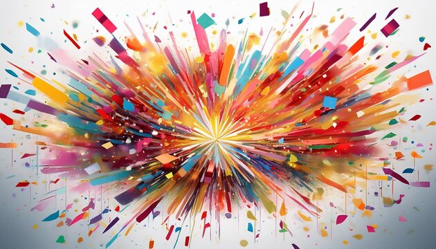 burst of colorful confetti white background png