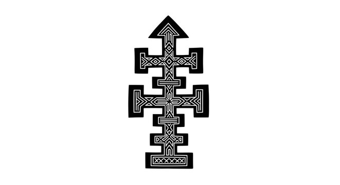 A traditional African Adinkra symbol (like Gye Nyame), isolated on white.