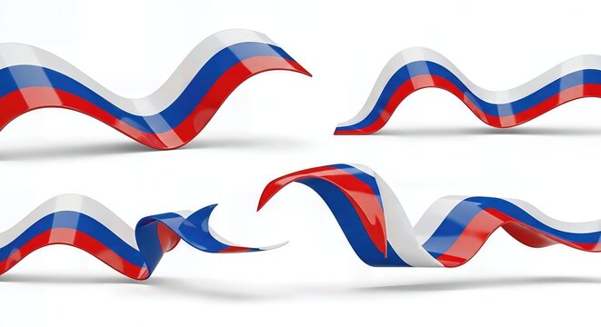 Russia Flag Ribbon Style Vector Illustration Isolated on White Background