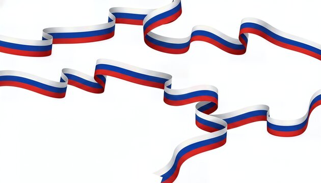 Russia Flag Ribbon Style Vector Illustration Isolated on White Background