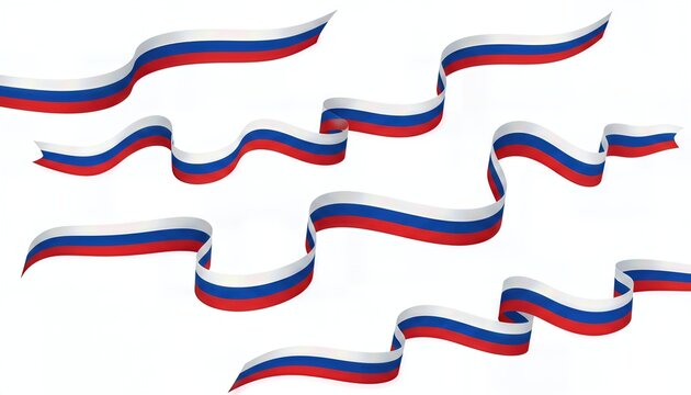 Russia Flag Ribbon Style Vector Illustration Isolated on White Background