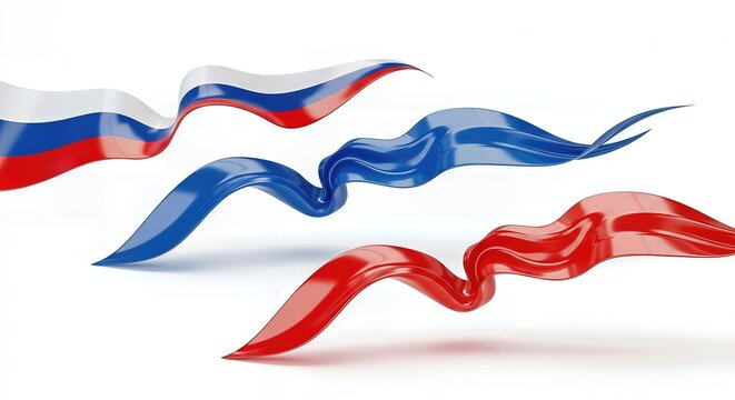 Russia Flag Ribbon Style Vector Illustration Isolated on White Background
