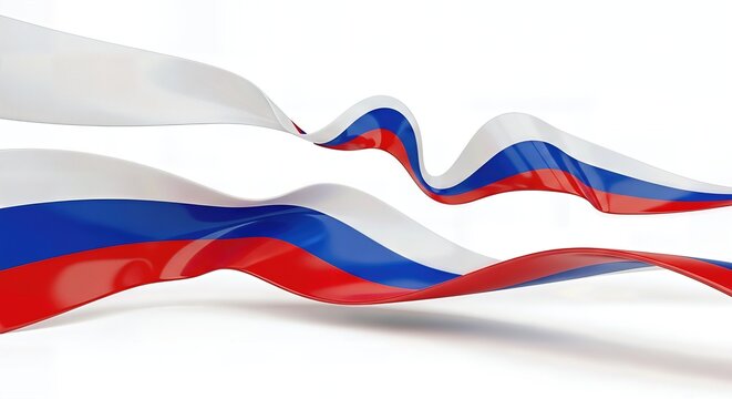 Russia Flag Ribbon Style Vector Illustration Isolated on White Background