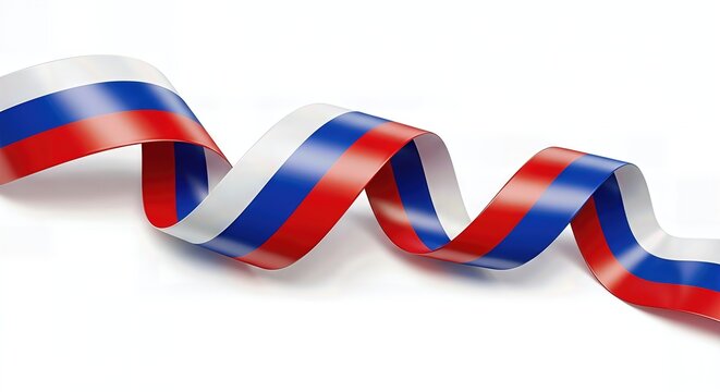 Russia Flag Ribbon Style Vector Illustration Isolated on White Background