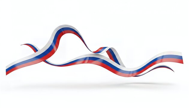 Russia Flag Ribbon Style Vector Illustration Isolated on White Background