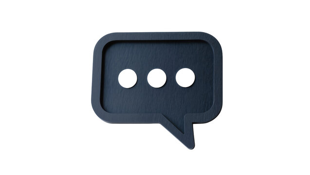 Dark blue textured speech bubble icon with three white dots