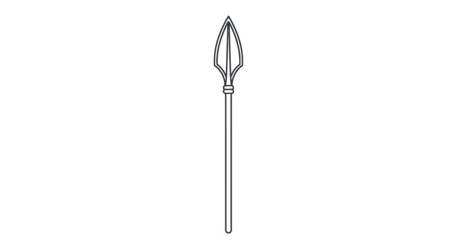 Simple line drawing of an ancient spearhead on a white background.