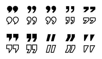 Obraz premium Set of quote mark icons isolated on white background.Quotation marks.Black quotes icon collection,Set of quote mark icons modern quotation symbols