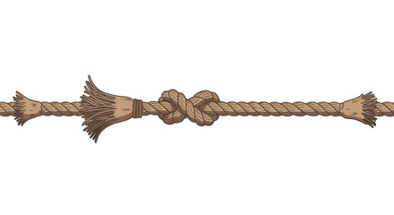 Tangled rope with frayed ends and a knot, symbolizing risk, danger, and breaking point. © Rizal