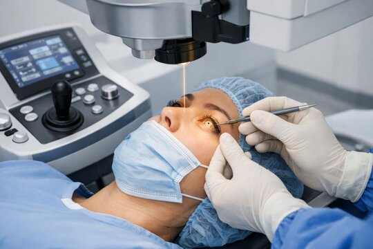 Laser eye surgery procedure in modern medical clinic. Ai generative