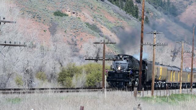 Engine 4014, also known as Big Boy, is making its way to Evanston, Wyoming, after departing Morgan, Utah. The train is touring the United States to mark America&rsquo;s 250th birthday.