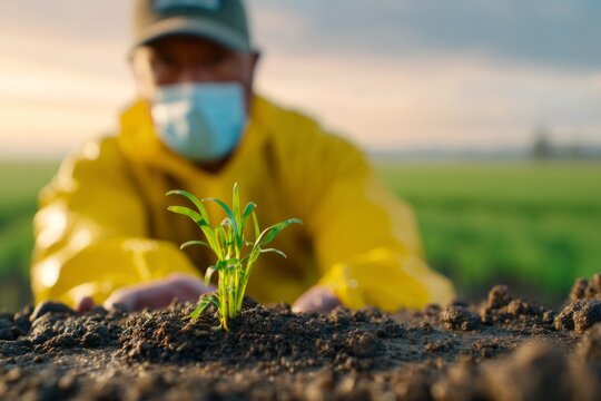 Wireworm Emerging From Moist Soil Particles with Rich Earth in Agricultural Field at Sunrise