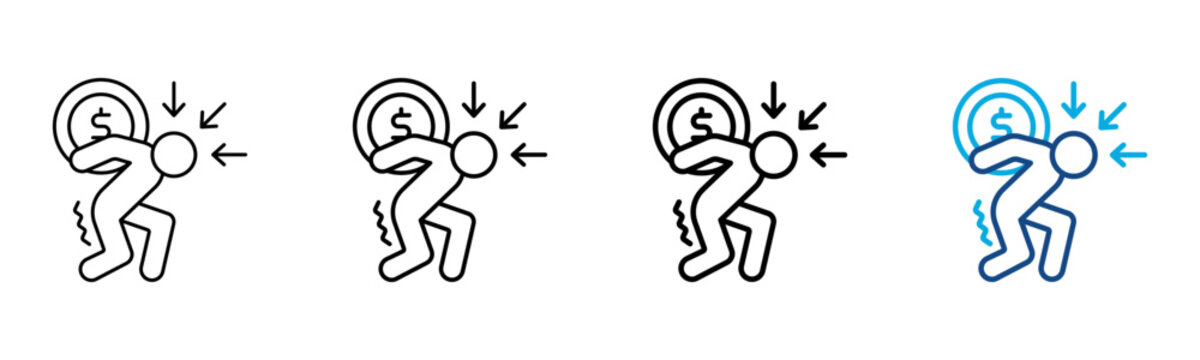 Financial Pressure Icon Different Style Outline Collection Set Vector Illustration