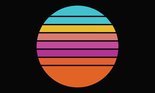 Coastal Retro Sun - Vintage sunset with teal top and large orange base section