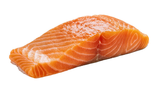 Raw vibrant orange salmon fillet with visible fat and texture