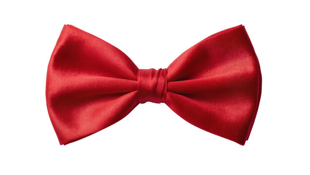 Crimson satin bow tie with central knot detail