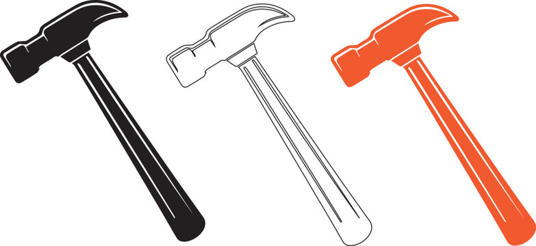 hammer icon vector silhouette, claw hammer tool vector illustration ,icon	
