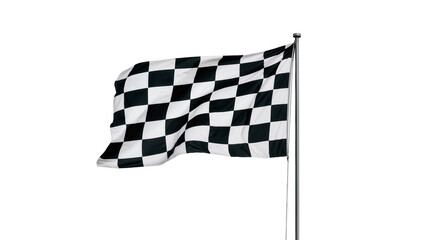 Fototapeta premium Waving checkered black and white racing flag on metal pole