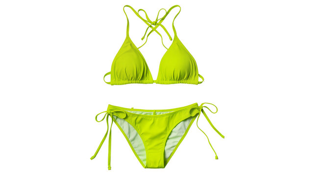 Bright lime green two piece bikini set with string ties