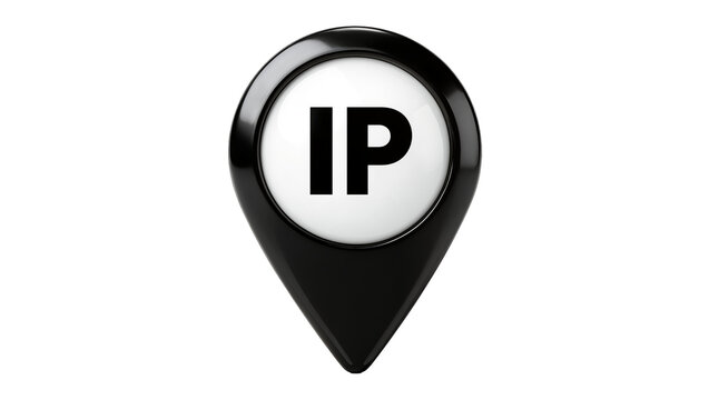Black glossy IP location marker icon with white letters