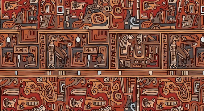 Ancient Peruvian Inspired Geometric Pattern Textile Design Texture