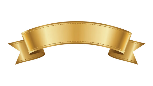 Elegant golden ribbon banner with intricate swirls and decorative tassels at both ends for ceremonial or celebratory use Vector