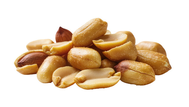 Pile of Shelled Roasted Peanuts with Some Whole Nuts