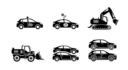 Naklejka premium Vehicles and heavy machinery icons.