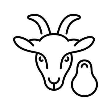 Goat meat icon. Food and meat line symbol. Black and white.