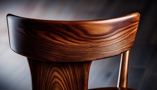 close up of a modern wooden chair back featuring dark stained wood