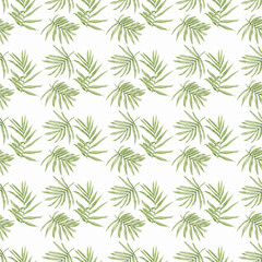 Fototapeta premium Palm leaves,seamless pattern. Watercolor illustration. The drawing is hand-drawn, the leaves of tropical trees are isolated on the background.