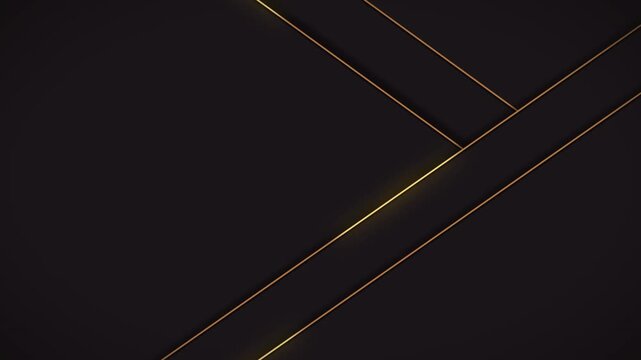 Luxury Dark Geometric Gold Stripes Background Animation. Elegant Diagonal Geometric Stripes With Metallic Gold Lines And Subtle Glow . Premium Branding and Corporate Presentations backdrop.