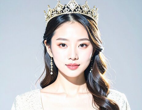 ティアラをつけた日本人女性