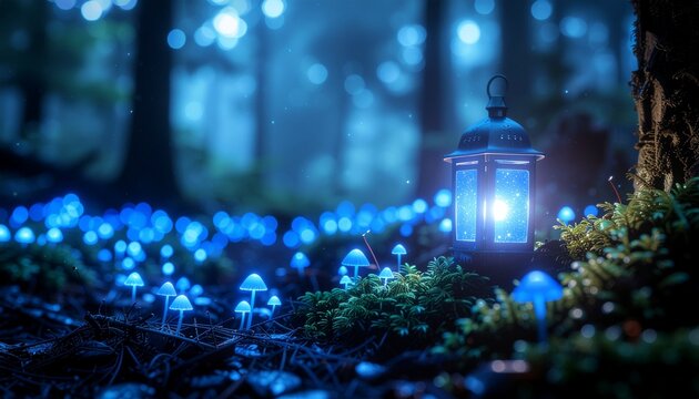 光の森の中のランタン