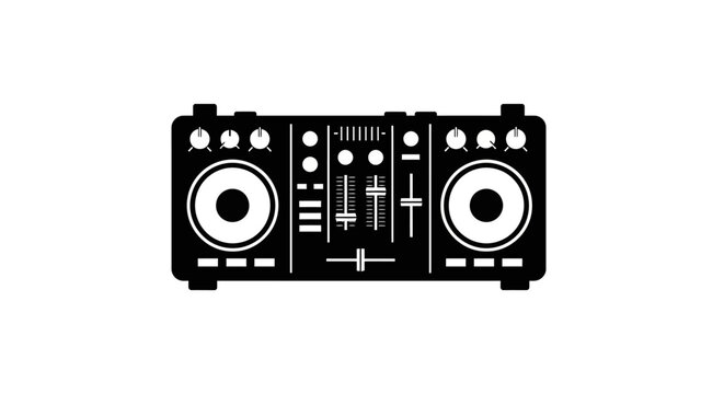 Black and white DJ mixer console.