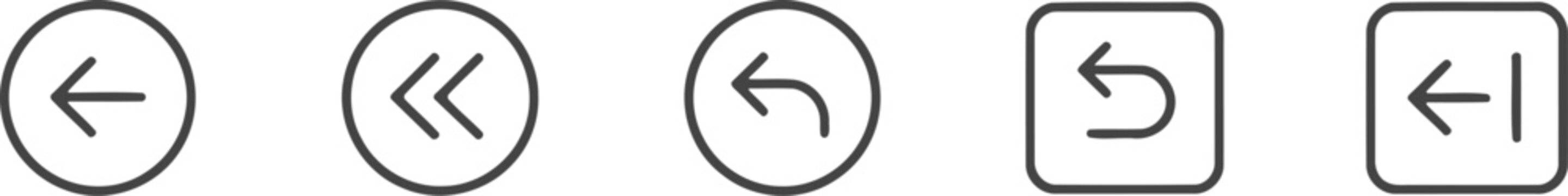 Black and white line drawing of various arrow symbols in oval and rectangular shapes