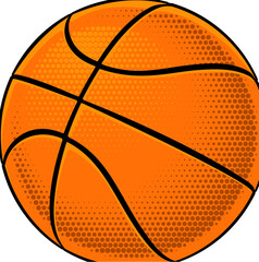 Fototapeta premium A basketball ball isolated icon cartoon illustration in a retro popart halftone comic book style