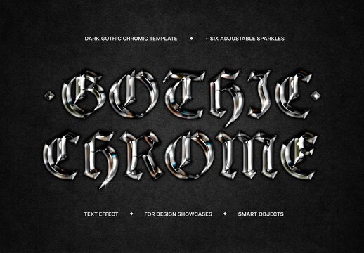 Dark Chrome Text Effect &ndash; Gothic Typography for Logo, Poster & Branding (PSD)