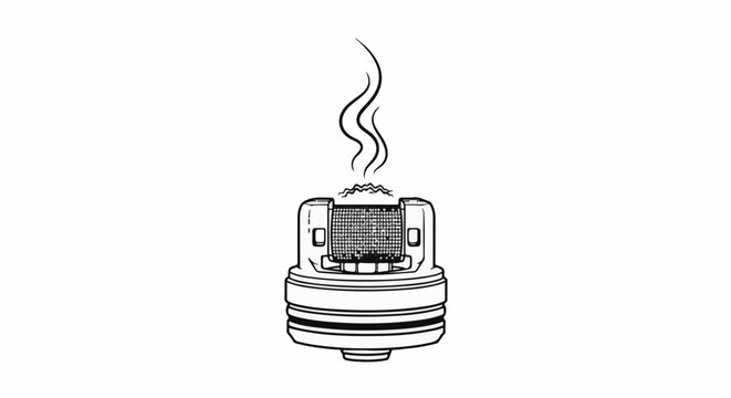 Line art of a vape coil producing smoke