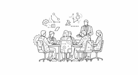 Obraz premium Business meeting with abstract technological elements