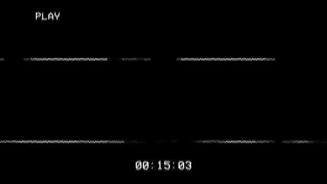 Retro VHS overlay with play icon, old VHS play icon and timecode animation on alpha channel, recorder overlay, transparent background. 4K Video