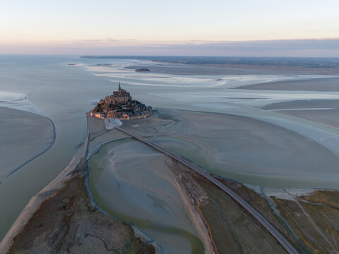 Aerial view of Mont Saint Michel in northern France