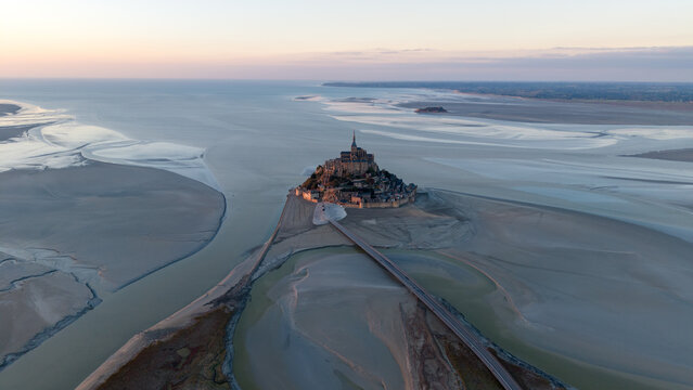 Aerial view of Mont Saint Michel in northern France