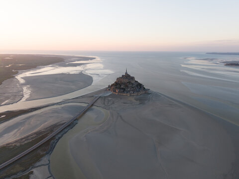 Aerial view of Mont Saint Michel in northern France