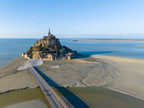 Aerial view of Mont Saint Michel in northern France