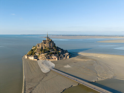 Aerial view of Mont Saint Michel in northern France