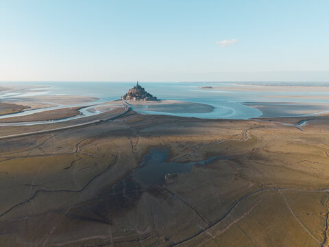 Aerial view of Mont Saint Michel in northern France