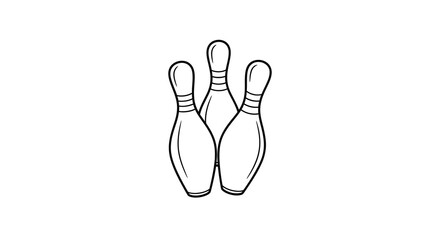 A simple black and white line drawing depicts three bowling pins standing upright in a triangular formation © Bsicon02