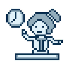 Fototapeta premium Cute cartoon lady girl woman secretary businesswoman time management work office with 8 bit,cartoon,plan.