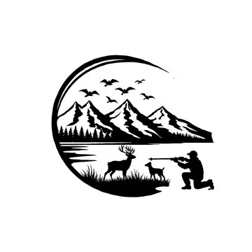 vector illustration of a hanter on the mountains 